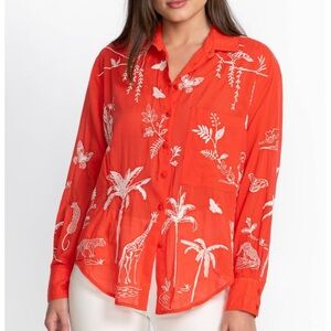Johnny Was heavily embroidered SARABI BOXY POCKET SHIRT NWT